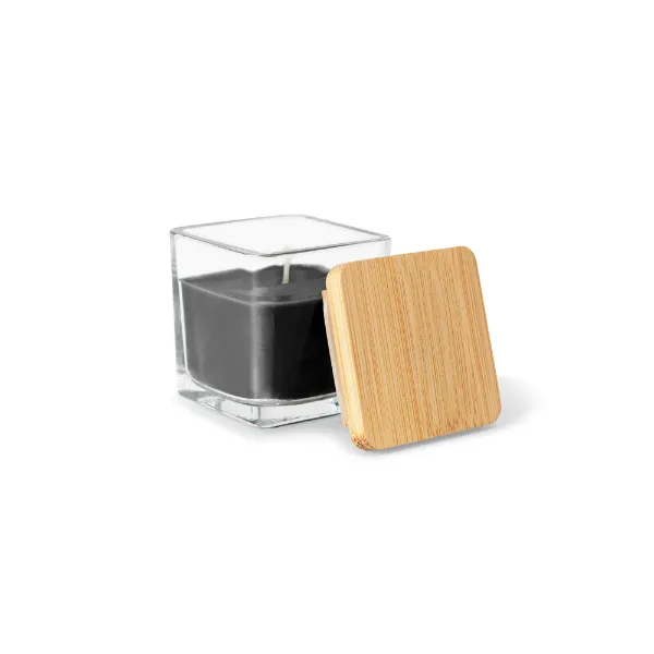 Vela aromática personalizada de 50 g em copo de vidro com tampa em bambu Vela aromática personalizada de 50 g em copo de vidro com tampa em bambu