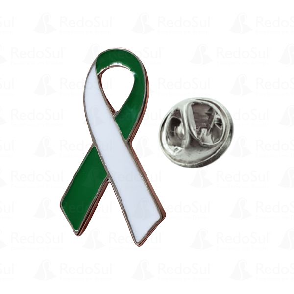 Boton em Metal Recortado Laço Verde e Branco
