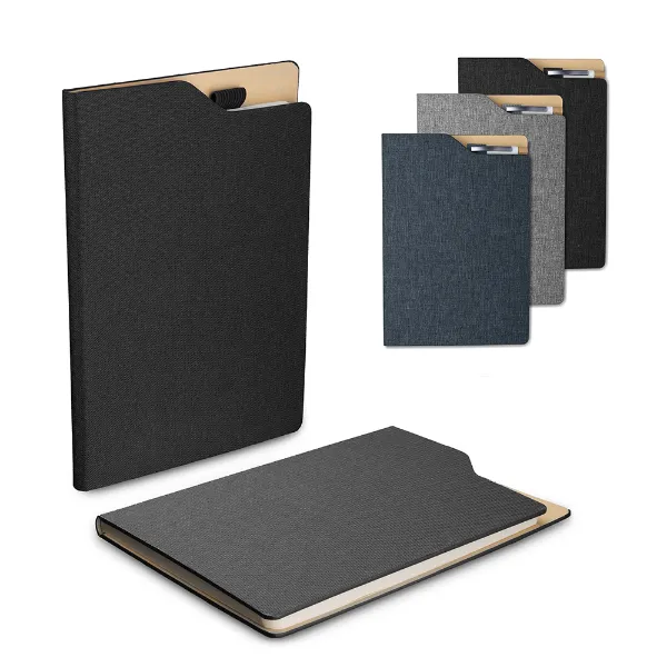 Caderno Personalizado com suporte para caneta 21 x 14 cm