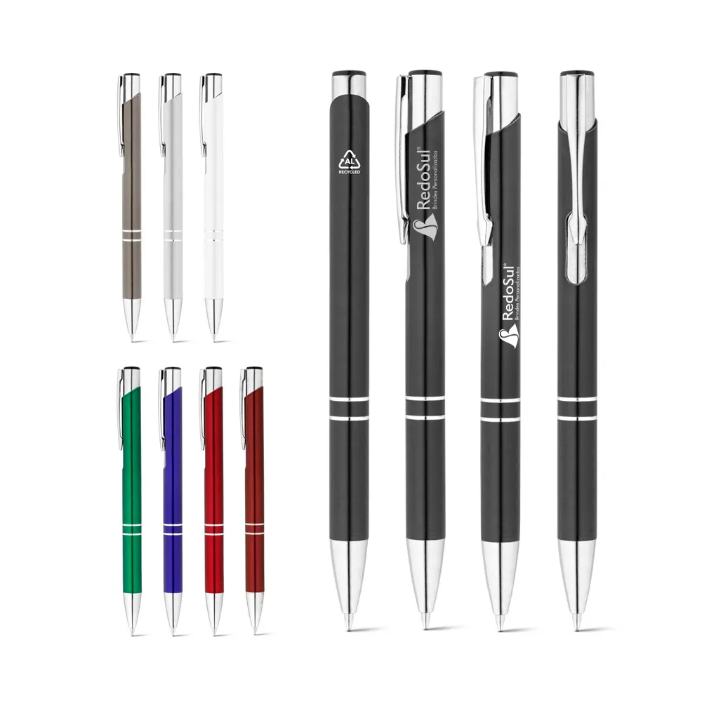 RD 91777-Caneta Esferográfica personalizada em alumínio reciclado