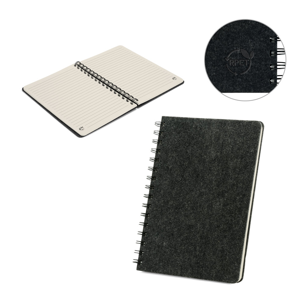 Caderno personalizado em feltro reciclado com argolas
