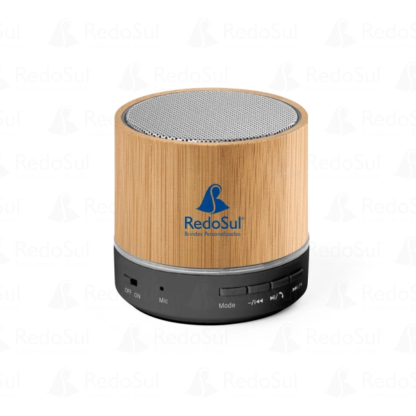 Caixa de som portátil personalizada com microfone em ABS reciclado